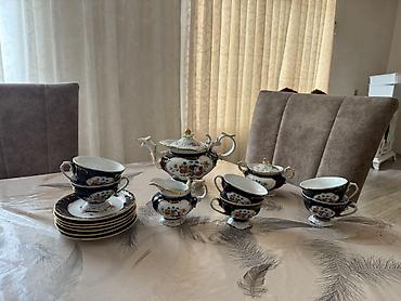 sud separatoru: Çay dəsti, rəng - Göy, Farfor, 6 nəfərlik — 2