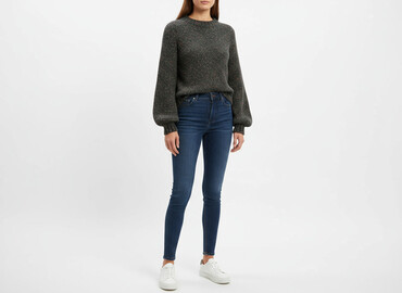 sweter z koralikami hm: H&M, Sweter damski, rozmiar S