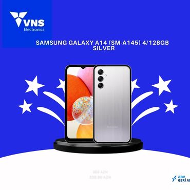 samsung s3650: Samsung Galaxy A14, 128 GB, rəng - Gümüşü, Zəmanət, Kredit, Sensor