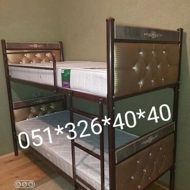 İkimərtəbəli uşaq çarpayıları: Oğlan və qız üçün, Yeni, Çarpayı, Matras ilə, Siyirməsiz — 9