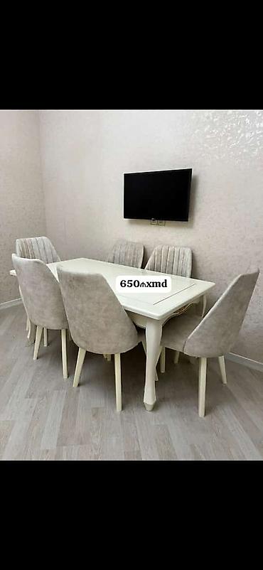 parket topdan satis: Yemək masası dəsti - 1 ədəd dikdörtqan formalı masa, krem/ağ rəngdə — 1