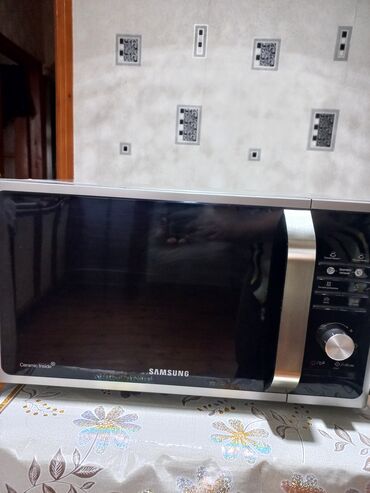 Mikrodalğalı sobalar: Mikrodalğalı soba Samsung, Ayrıca dayanan, Mikrodalğalar ilə, rəng - Gümüşü, İşlənmiş — 1