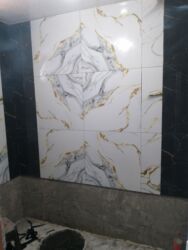 Kafel və metlax: Mərmər naxışlı keramika kafel/divar örtüyü – dekorativ vanna otağı və — 11