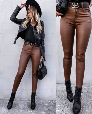 Pantalone: Hit pantalone od eko koze za puniji i vitkiji stas u puno lepih boja - — 12
