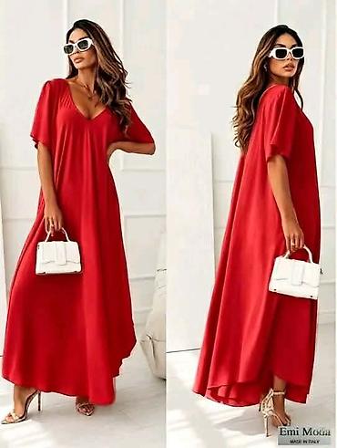 oval: Maxi haljina sa V‑izrezom oversize. - Duga, lepršava silueta sa — 5