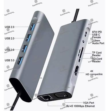 Другие аксессуары для компьютеров и ноутбуков: Хаб Type-C 11-in-1, док-станция, разветвитель, адаптер с 11 различными — 8