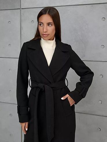 Пальто: Женское пальто черного цвета длины миди Новое!!!Состав 80% шерсть,20% — 7