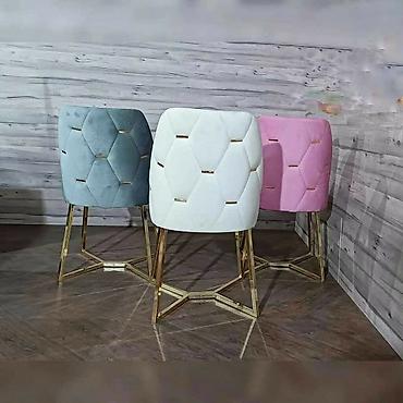 Stolice: Barske/dining stolice sa zlatnim metalnim nogama i mekanim — 7