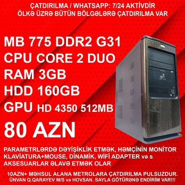 Videokartlar: ⭐TƏK KEYS – 80 AZN ⭐19” Yeni Monitorla dəst – 180 AZN