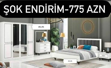 Yataq otağı dəstləri: İkinəfərlik çarpayı, Termo, Dolab, 2 tumba, Azərbaycan, Yeni — 12