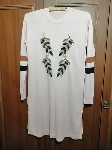 cekme: Uzun trikotaj kofta/tunik - Rəng: açıq çəhrayı - Model: boğazı — 1
