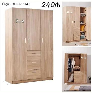 giris dolabi: 3 qapılı paltar şkafı - Ölçü: 200 × 120 × 47 sm (şəkildə göstərilib) — 1