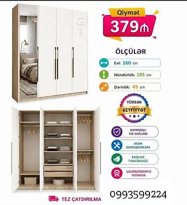 3 qapılı qarderob şkaf Ölçülər: - En: 160 sm - Hündürlük: 195 sm - lalafo.az -da 3 qapılı qarderob şkaf Ölçülər: - En: 160 sm - Hündürlük: 195 sm -