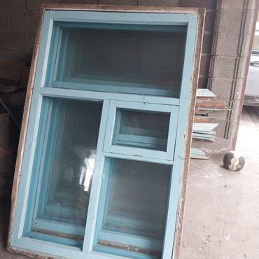 Окна: Деревянное окно, Глухое, цвет - Голубой, Б/у, Самовывоз