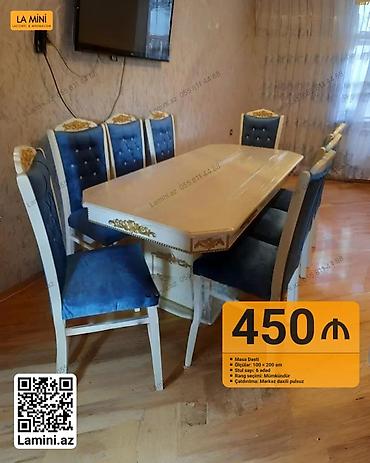 Мебель: Mebel dəsti – klassik dizaynlı masa və 6 stul - Masa ölçüləri: 100 x — 1