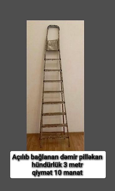 işlənmiş nərdivanlar: Açıla-bağlana bilən dəmir pilləkan. - Hündürlük: 3 metr - Material — 1