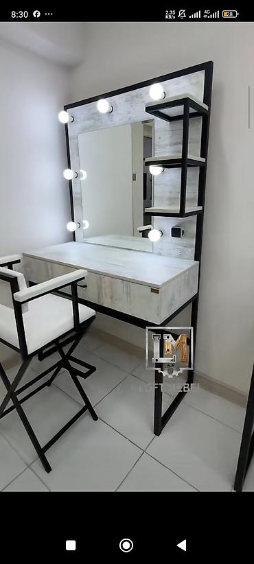 dolab sifarisi: Loft üslubunda metalkarkaslı mebel dəsti - Vizaj masası: Geniş iş — 1