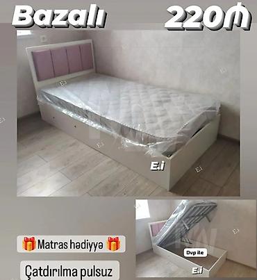 tek çarpayi: Oğlan və qız üçün, Yeni, Çarpayı, Bazalı, Matras ilə, Siyirməsiz — 1