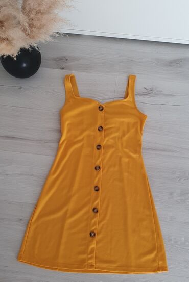 satenska haljina na bretele: C&A XS (EU 34), color - Yellow, With the straps