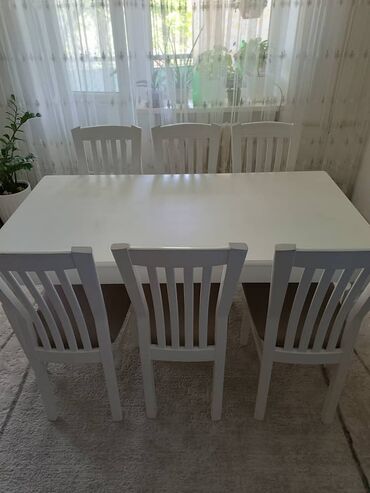 стол с карагача: Стол, цвет - Белый, Б/у