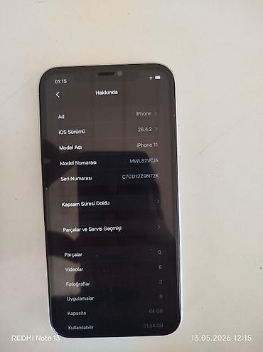 islenmis plansetlerin satisi: IPhone 11, 64 GB, Ağ, Face ID — 3