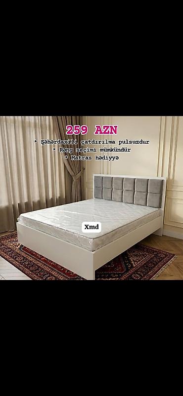 turhan matras: Mebel dəsti – yumşaq panel başlıqlı çarpayı - Modern minimal dizayn — 1