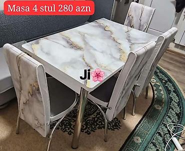 Masa və oturacaq dəstləri: Mətbəx üçün, Açılmayan, Dördbucaq masa, 2 stul — 7