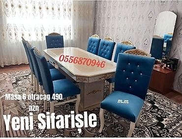 tek stollar: Qonaq otağı üçün, Yeni, Açılmayan, Dördbucaq masa, 6 stul — 2
