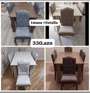 qoz taxta: Qonaq otağı üçün, Yeni, Dördbucaq masa, 6 stul — 1