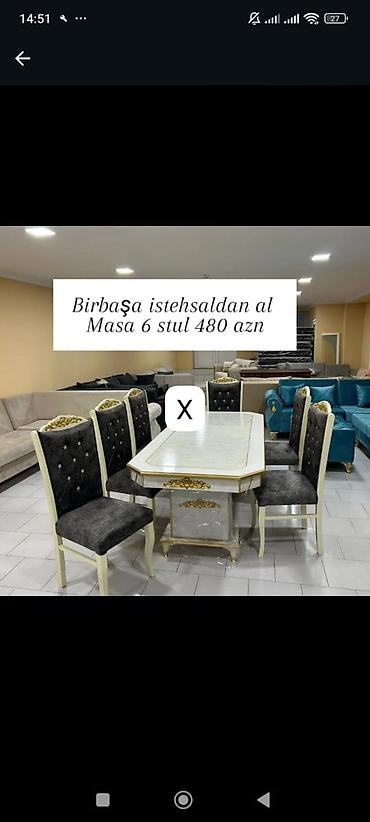 dekor masa: Yemək otağı dəsti – masa + 6 ədəd stul - Birbaşa istehsaldan - — 1