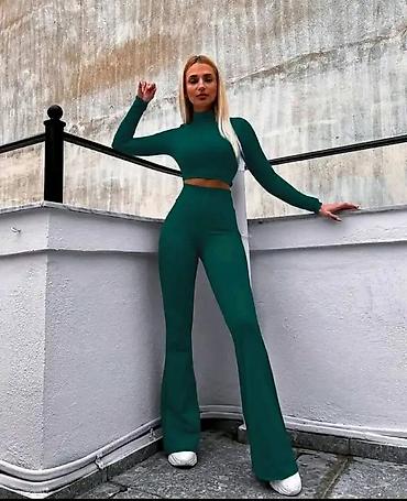 timeout brand: Dvodijelni ženski komplet – crop top i pantalone zvoncarice - Gornji — 5