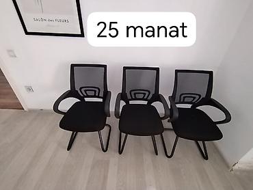 ofis mebelleri kreditle: Ofis/kreslo tipli stullar - Rəng: qara - Arxa hissə: nəfəsalan tor — 1