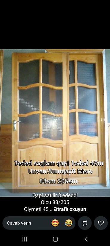 qapi evi: Taxta otaq qapısı satılır. Qapı şüşəli dizayna malikdir və klassik — 1