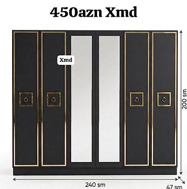 ereb etirleri adlari: Qarderob dolabı – ölçülər: 240 sm (eni) x 200 sm (hündürlük) x 47 sm — 1