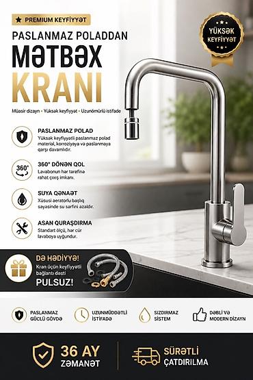 isti su kranti: Mətbəx kranı – premium keyfiyyət, zövqlü və modern dizayn — 4