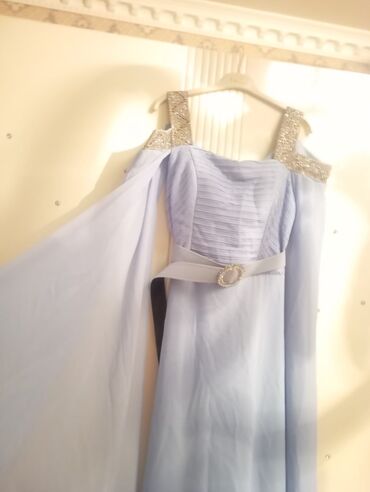 Ziyafət donları: Zərif mavi rəngdə ziyafət/libas paltarı. - Model: qalın çiyin — 10