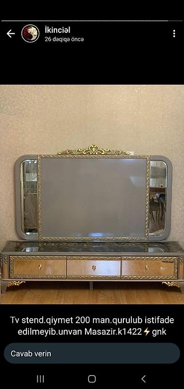 təzə mebellər: Yeni, Düz TV altlığı, Polkasız, Şüşəli, Türkiyə — 1