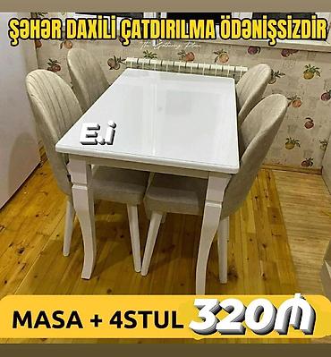 mdf panel: Mətbəx üçün, Yeni, Açılmayan, Dördbucaq masa, 4 stul — 5