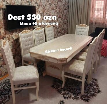 Uşaq və gənc otağı üçün dəstlər: Qonaq otağı üçün, Yeni, Açılmayan, Dördbucaq masa, 8 stul, Azərbaycan