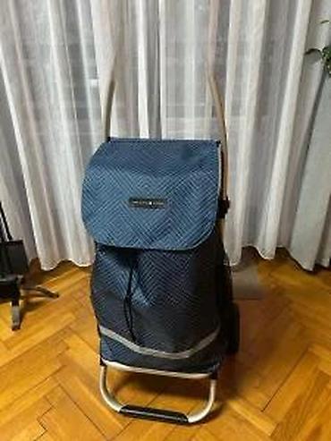 Putni koferi i torbe: Kolica za kupovinu sa torbom – plavo/tamnonavy dezen sa finim — 15