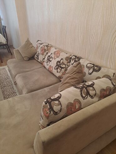 avanqart mebeller: Угловой диван, Б/у, Раскладной, С подъемным механизмом, Набук, Нет доставки