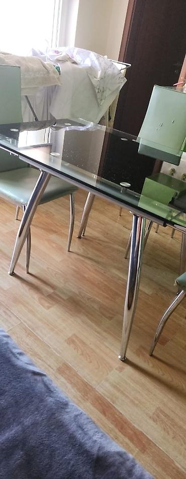 bagca ucun stol stul: Şüşə masa və 4 ədəd stul dəsti - Masa: temperli şüşədən ikiqat üst — 1