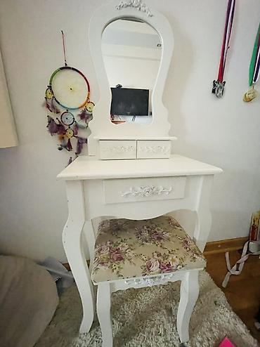 komode matis akcija: Toaletni sto sa ogledalom i tabureom – vintage/shabby chic stil - — 2