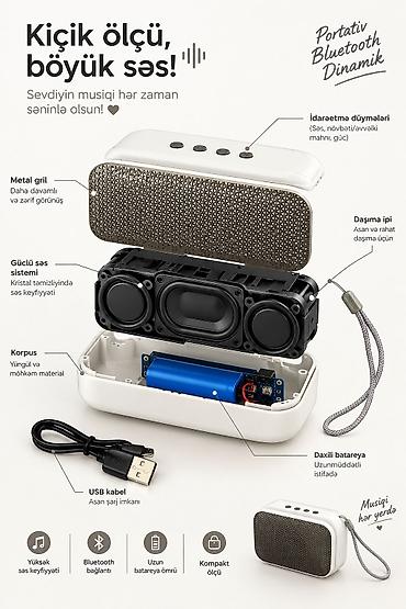 Dinamiklər və kolonkalar: Portativ Bluetooth akustik kolonka - Üst hissədə idarəetmə düymələri — 1