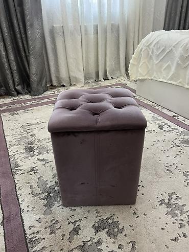 pufiki: İşlənmiş, Pufik oturacaq, Vеlur parça, rəng - Bənövşəyi, Çatdırılma yoxdur — 3