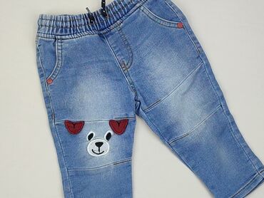 spodnie wysoki stan jeansy: Denim pants, So cute, 6-9 months, condition - Good