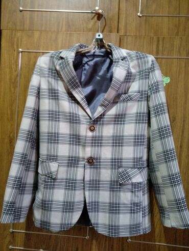 теплый пиджак: Детский топ, рубашка, цвет - Серый, Б/у