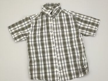 bluzki megi krótki rękaw: Koszula 5-6 lat, stan - Bardzo dobry, wzór - Kratka, kolor - Szary