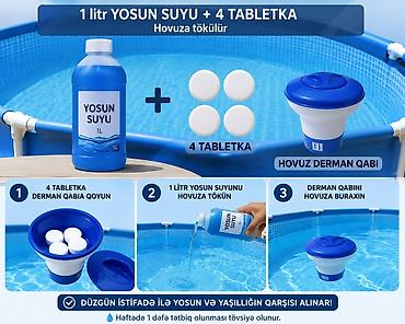 yosun: Hovuz üçün yosun əleyhinə dəst Komplekt: - 1 litr “Yosun Suyu” — 1