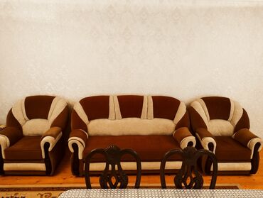 Divan və kreslo dəstləri: Divan, 2 kreslo, Bazasız, Açılmayan — 1